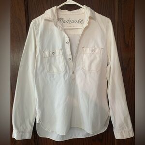 Madewell Cream and Gray Shirt